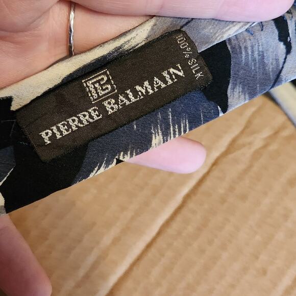 Tie black & grey 100% silk Pierre Balmann like watercolor beautiful wedding to c - Picture 8 of 9